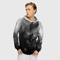 Толстовка 3D на молнии мужская МРАЧНЫЙ ЛЕС FOREST, цвет: 3D-черный — фото 2