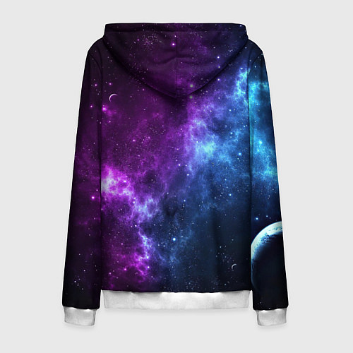 Мужская толстовка на молнии NEON GALAXY НЕОНОВЫЙ КОСМОС / 3D-Белый – фото 2