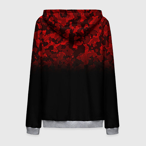 Мужская толстовка на молнии BLACK RED CAMO RED MILLITARY / 3D-Меланж – фото 2