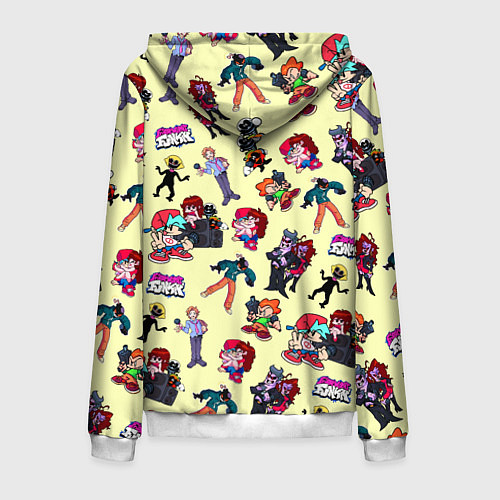 Мужская толстовка на молнии Friday Night Funkin - все герои / 3D-Белый – фото 2