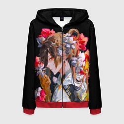 Мужская толстовка на молнии Чжун Ли в цветах Genshin impact