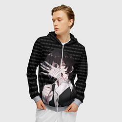 Толстовка 3D на молнии мужская Дазай Осаму Исповедь неполноценного человека, цвет: 3D-меланж — фото 2