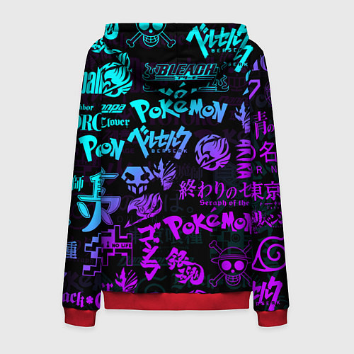 Мужская толстовка на молнии ANIME LOGOBOMBING NEON НЕОН ЛОГО АНИМЕ / 3D-Красный – фото 2