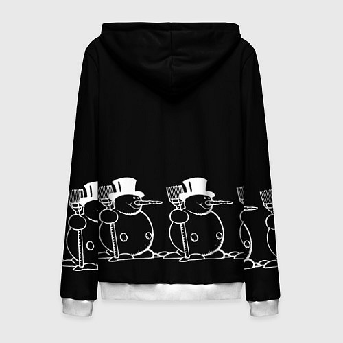 Мужская толстовка на молнии Снеговик на черном фоне / 3D-Белый – фото 2