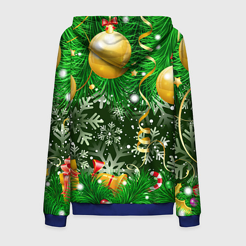 Мужская толстовка на молнии Новогоднее Настроение Елка / 3D-Синий – фото 2