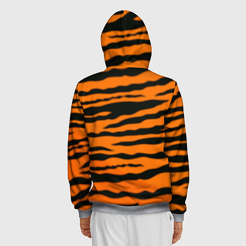 Мужская толстовка на молнии Тигр настоящий хищник / 3D-Меланж – фото 4