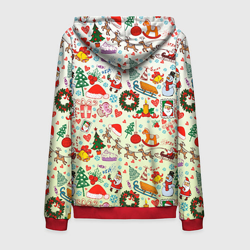 Мужская толстовка на молнии Самый новогодний принт / 3D-Красный – фото 2