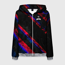 Толстовка 3D на молнии мужская ЦСКА Dark Theme, цвет: 3D-меланж