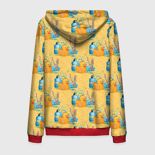 Мужская толстовка на молнии Утенок чистюля паттерн / 3D-Красный – фото 2