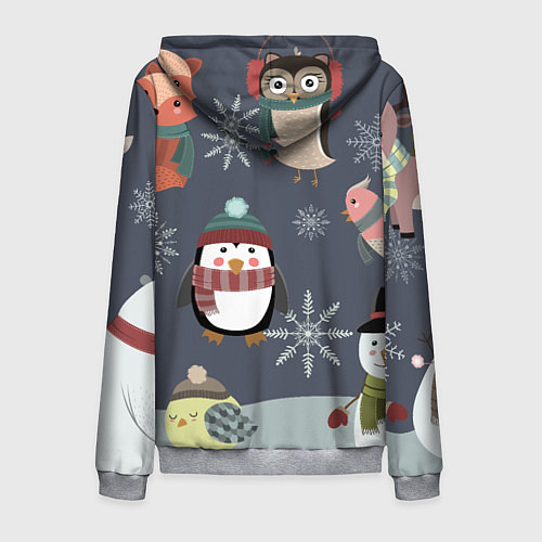 Мужская толстовка на молнии НОВОГОДНИЙ ПАТТЕРН ЖИВОТНЫЕ / 3D-Меланж – фото 2