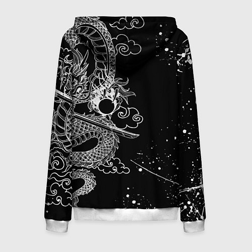 Мужская толстовка на молнии БЕЛЫЙ ДРАКОН ЯПОНИЯ WHITE DRAGON / 3D-Белый – фото 2