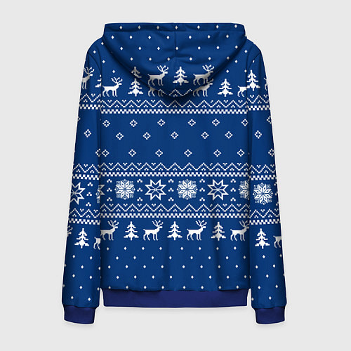 Мужская толстовка на молнии СИНИЙ СВИТЕР С ОЛЕНЯМИ, НОВЫЙ ГОД 2022 / 3D-Синий – фото 2