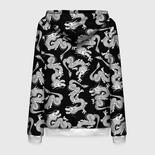 Мужская толстовка на молнии Драконыdragon / 3D-Белый – фото 2