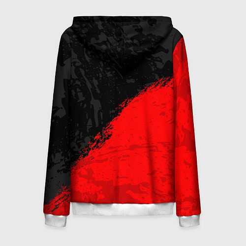 Мужская толстовка на молнии DOTA 2 RED LOGO, БРЫЗГИ КРАСОК / 3D-Белый – фото 2