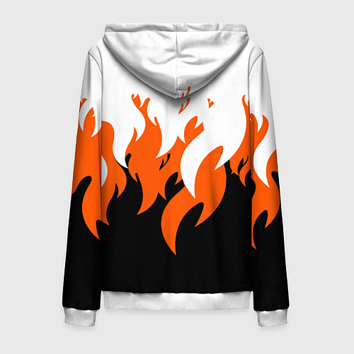 Мужская толстовка на молнии Оранжевый Огонь / 3D-Белый – фото 2