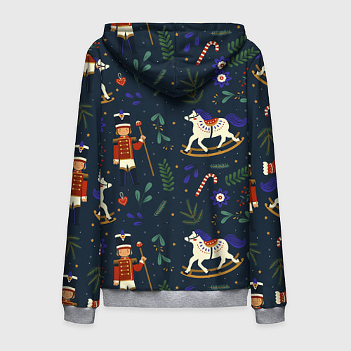 Мужская толстовка на молнии Щелкунчик паттерн с лошадкой / 3D-Меланж – фото 2
