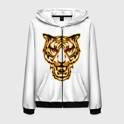 Толстовка 3D на молнии мужская Тигр с классным и уникальным дизайном в крутом сти, цвет: 3D-черный