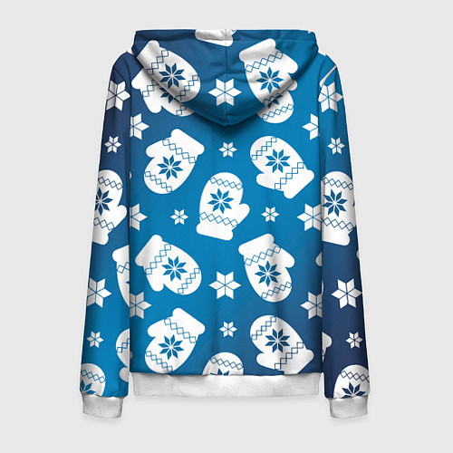 Мужская толстовка на молнии Новогодние варежки паттерн / 3D-Белый – фото 2