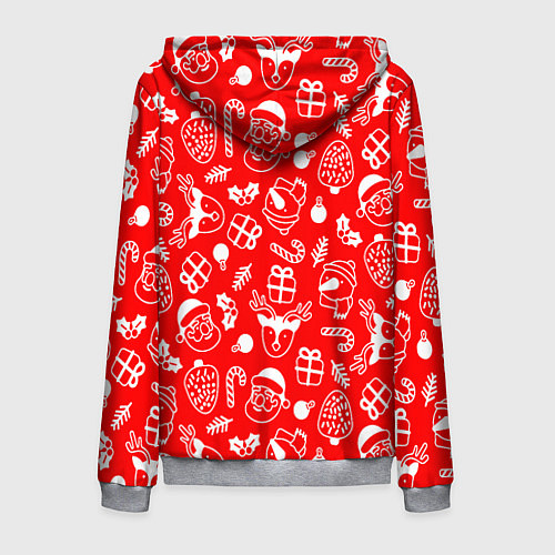 Мужская толстовка на молнии Новогодний узор паттерн / 3D-Меланж – фото 2