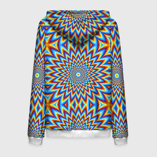 Мужская толстовка на молнии Пульсирующий синий цветок иллюзия движения / 3D-Белый – фото 2