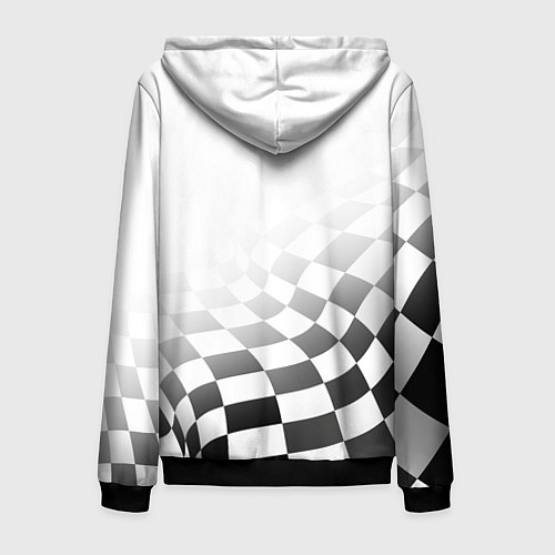 Мужская толстовка на молнии Subaru, Субару Спорт, Финишный флаг / 3D-Черный – фото 2