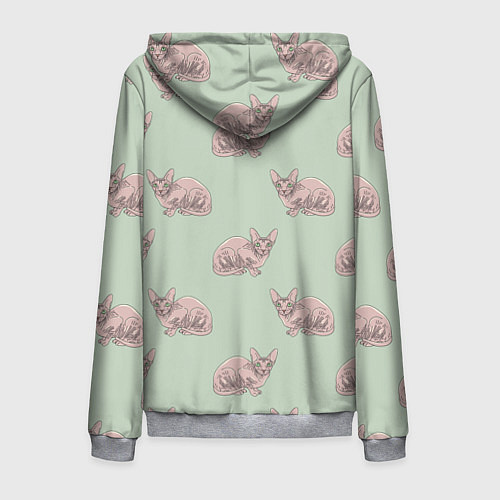 Мужская толстовка на молнии Сфинкс коты паттерн / 3D-Меланж – фото 2