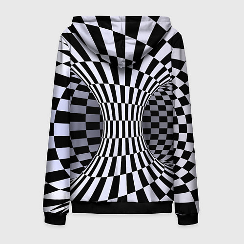 Мужская толстовка на молнии Оптическая Иллюзия, черно белая / 3D-Черный – фото 2