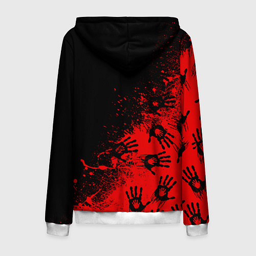 Мужская толстовка на молнии Death Stranding Отпечаток рук паттерн / 3D-Белый – фото 2