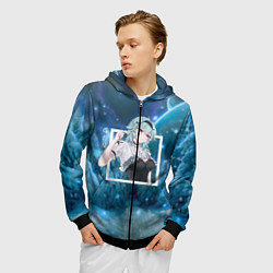 Толстовка 3D на молнии мужская Эола Eula, Genshin Impact Геншин импакт, цвет: 3D-черный — фото 2