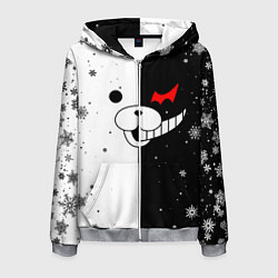 Толстовка 3D на молнии мужская НОВОГОДНИЙ МОНОКУМА ЧЁРНО БЕЛЫЙ НОВЫЙ ГОД 2022, цвет: 3D-меланж