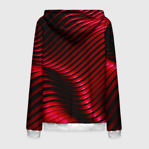 Мужская толстовка на молнии Волны красного металла / 3D-Белый – фото 2