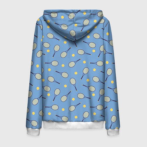 Мужская толстовка на молнии Большой теннис паттерн / 3D-Белый – фото 2