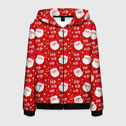 Толстовка 3D на молнии мужская САНТА КЛАУС НОВЫЙ ГОД, цвет: 3D-черный