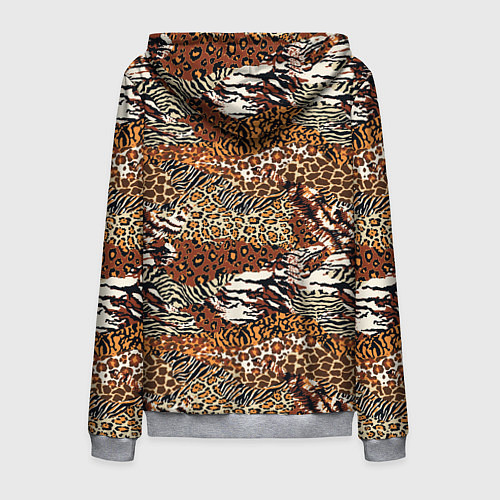 Мужская толстовка на молнии Шкуры Диких Животных / 3D-Меланж – фото 2