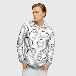 Толстовка 3D на молнии мужская КОТИКИ МЕМ МЯУ, цвет: 3D-меланж — фото 2