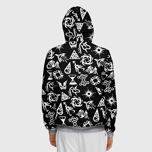 Мужская толстовка на молнии EXO BAND SYMBOL PATTERN WHITE K-POP / 3D-Меланж – фото 4