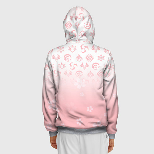 Мужская толстовка на молнии ГЕНШИН ИМПАКТ ЯПОНИЯ САКУРА ЦВЕТОК / 3D-Меланж – фото 4