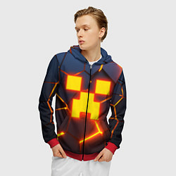 Толстовка 3D на молнии мужская ОГНЕННЫЙ КРИПЕР 3D ПЛИТЫ FIRE CREEPER, цвет: 3D-красный — фото 2
