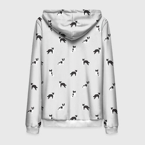Мужская толстовка на молнии Черно-белые собачки паттерн / 3D-Белый – фото 2