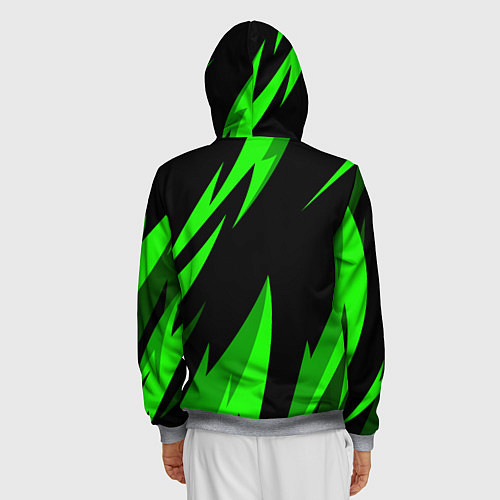 Мужская толстовка на молнии RAZER GREEN / 3D-Меланж – фото 4