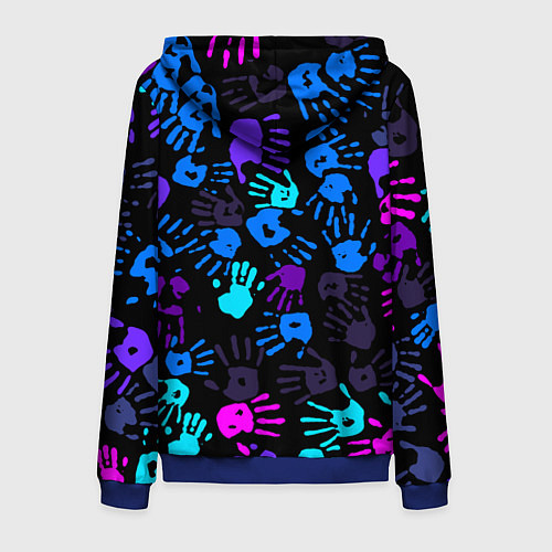 Мужская толстовка на молнии Следы неоновых рук / 3D-Синий – фото 2