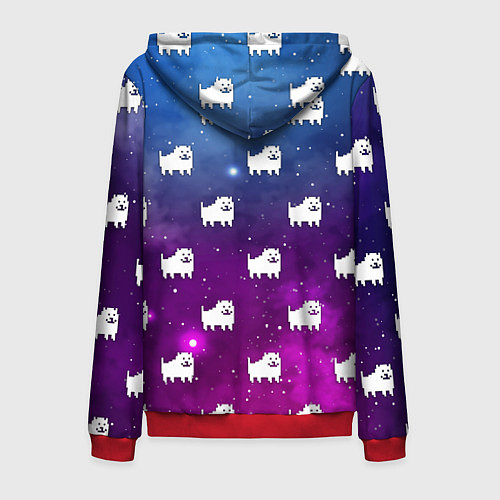 Мужская толстовка на молнии UNDERTALE DOGS PATTERN SPACE / 3D-Красный – фото 2