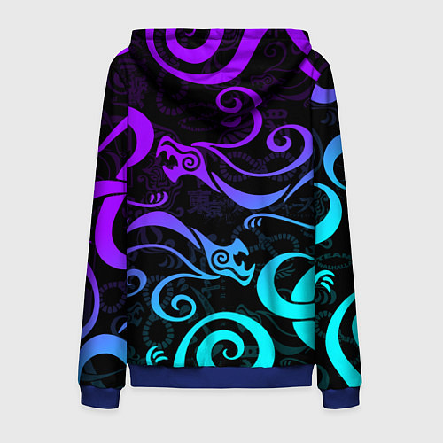 Мужская толстовка на молнии НЕОНОВОЕ ТАТУ ДРАКЕНА УЗОР / 3D-Синий – фото 2