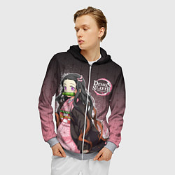Толстовка 3D на молнии мужская НЕЗУКО NEZUKO SLAYER, цвет: 3D-меланж — фото 2