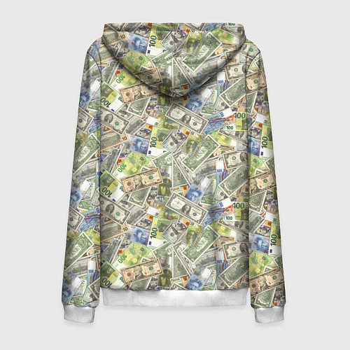 Мужская толстовка на молнии Разная Денежная Валюта Доллары, Евро, Франки / 3D-Белый – фото 2