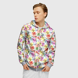 Толстовка 3D на молнии мужская Разные Банкноты Евро, цвет: 3D-меланж — фото 2