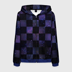 Толстовка 3D на молнии мужская Space Neon Chessboard, цвет: 3D-синий