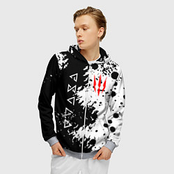 Толстовка 3D на молнии мужская The Witcher black & white, цвет: 3D-меланж — фото 2