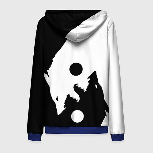 Мужская толстовка на молнии Волки Инь и Янь Добро и Зло / 3D-Синий – фото 2