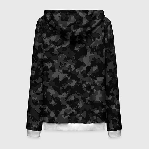 Мужская толстовка на молнии ТЁМНЫЙ КАМУФЛЯЖ / 3D-Белый – фото 2